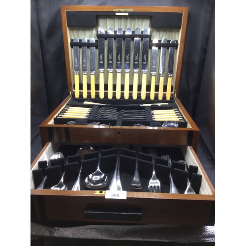 586 - Large Sheffield Stainless Steel and Plated Cutlery Box With an Extra Draw