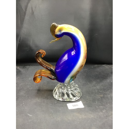 580 - Rare Heavy Murano Bird/Cockerell With It's Head Back