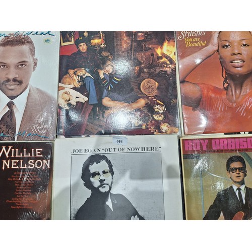 684 - 12 Vinyl LP's To Include Willie Nelson, Roy Orbison Etc