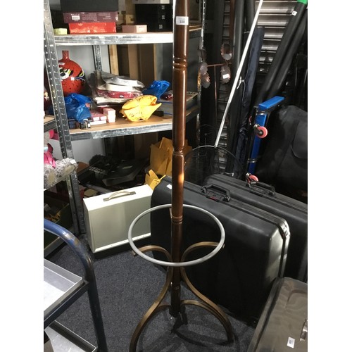 338 - Three Legged Hall Coat Stand In Wood and Steel For Brollys and Coats