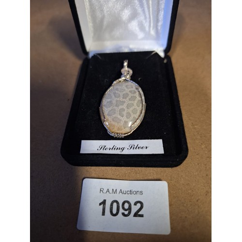 1092 - Boxed 925 Solid Silver Fossilised Coral Jewellery