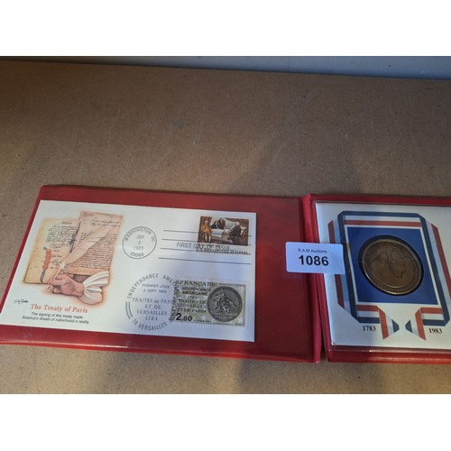 1086 - The 200th Anniversary of The Treaty of Paris Medallion and First Day Cover