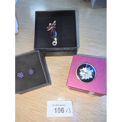 106 - Fashion and Vintage Jewellery To Include Brooches x2 and Earrings