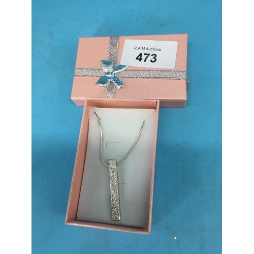 473 - Boxed Designer Signed YR Pendant and Silver Chain