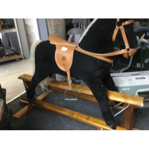 602 - Mamas and Papas Rocking Horse In Black and Brown 4ft x 4ft Approx