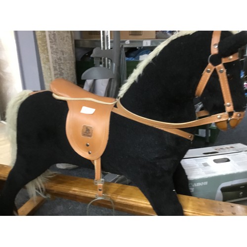 602 - Mamas and Papas Rocking Horse In Black and Brown 4ft x 4ft Approx