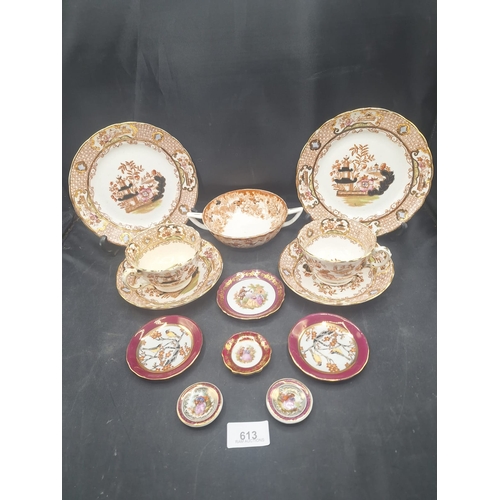 613 - Chinese Stanley Trios x2, Limoge Miniature Plate, Peter John Miniatures and a Limoge 4