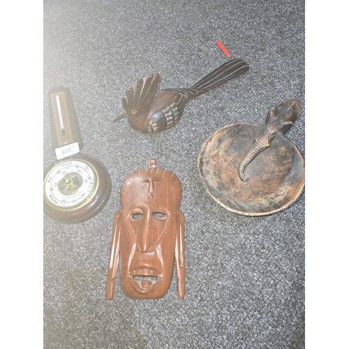 625 - African Tribal Treen x3 and a Vintage Barometer