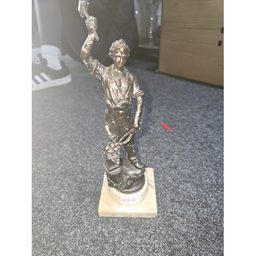 626 - Vintage Spelter Statue On a Marble Base