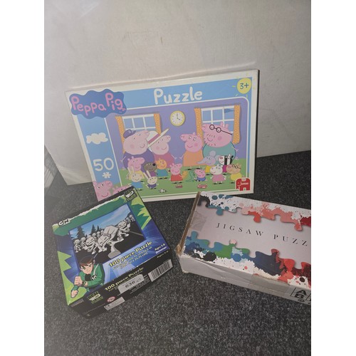 636 - Jigsaw Puzzles x3 To Include Ben 10, Peppa Pig and 1 Other