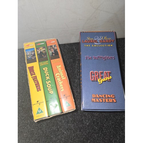 637 - Boxed VHS Sets x2 to Include Laurel and Hardy and the Marx Brothers