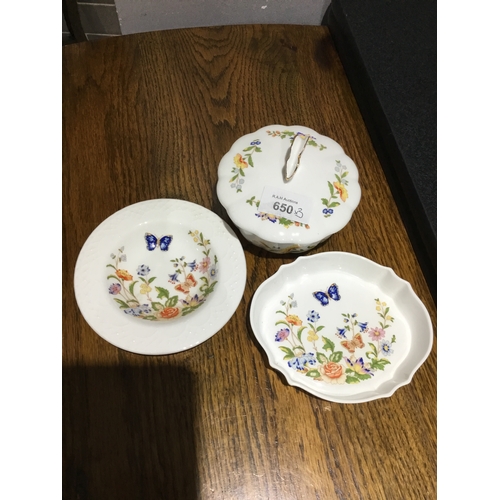 650 - Ansley Cottage Garden x3 To Include Lidded Butterfly Dish and 2 Trays