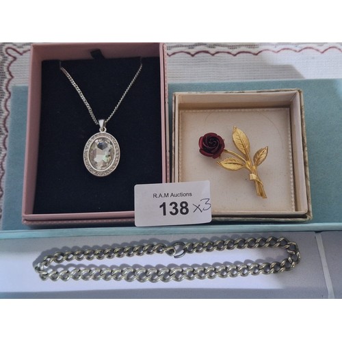 138 - Silver Chain, Boxed John Richards Chain and Pendant and a Boxed Brooch