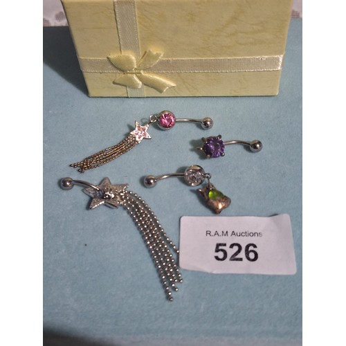 526 - Silver Belly Rings x4 In Various Styles