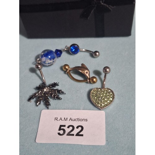 522 - Silver Belly Rings x4 In Various Styles