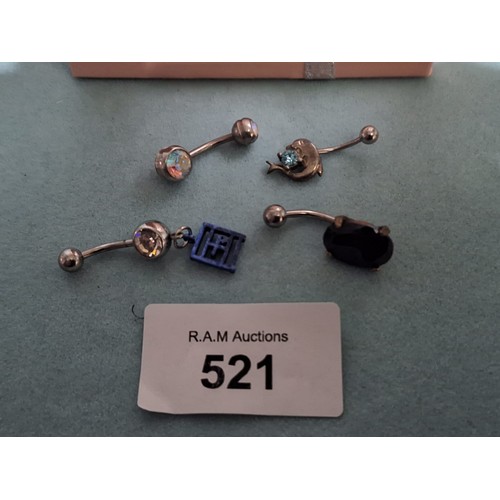 521 - Silver Belly Rings x4 In Various Styles
