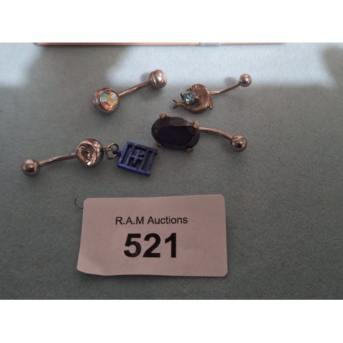 521 - Silver Belly Rings x4 In Various Styles
