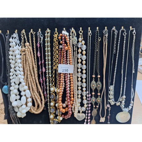 290 - Stand of 17 Fashion and Vintage Necklaces (stand not included)