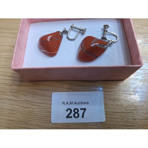 287 - Boxed Vintage 925 Silver Stoned Earrings