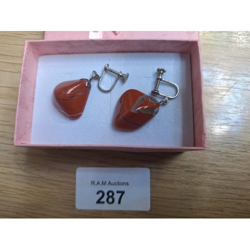 287 - Boxed Vintage 925 Silver Stoned Earrings