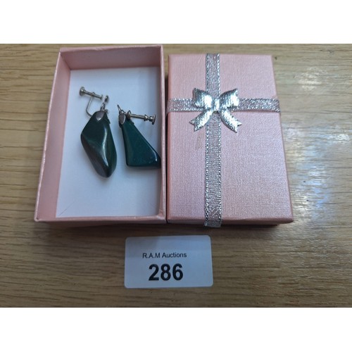 286 - Boxed 925 Silver and Agate Earrings
