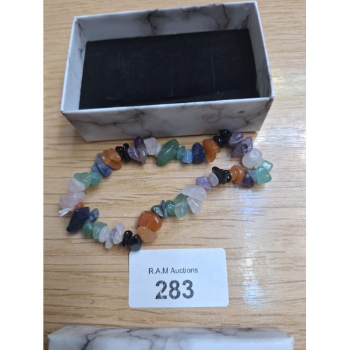 283 - Boxed Genuine Gemstone Bracelet Various Gemstones