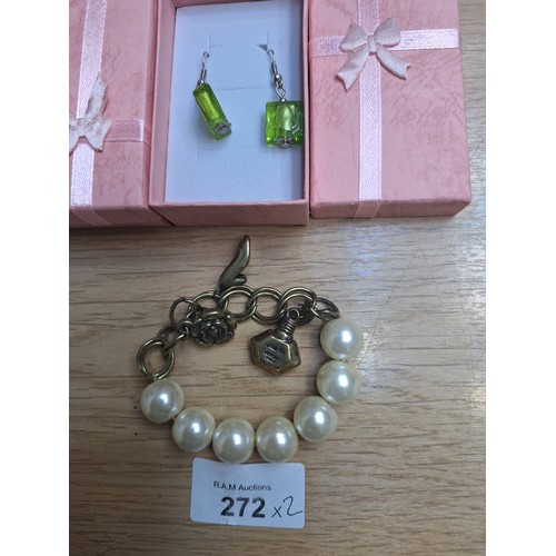 272 - Boxed Murano Style Earrings and an Aimee Paris Designer Bracelet