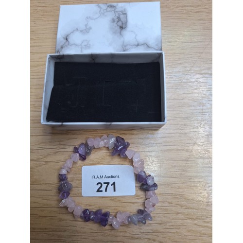 271 - Boxed Rose Quartz and Amethyst Bracelet