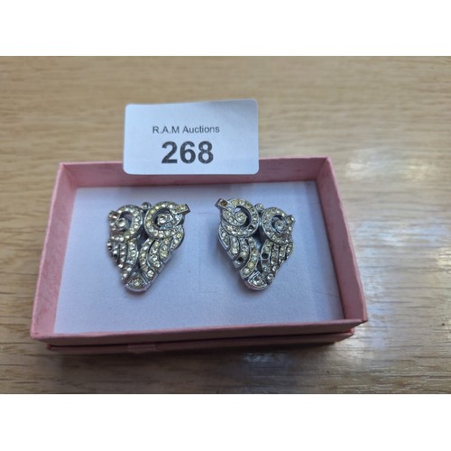 268 - Boxed Vintage/Retro Owl Clip On Earrings