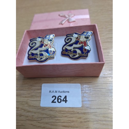 264 - Boxed Genuine Disney 25 Years Pins x2