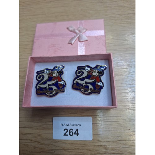 264 - Boxed Genuine Disney 25 Years Pins x2