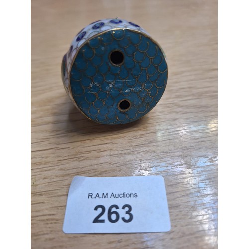 263 - Vintage Bronze and Brass Enamelled Owl