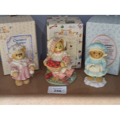 244 - Boxed As New Cherished Teddies x3 With Certificates