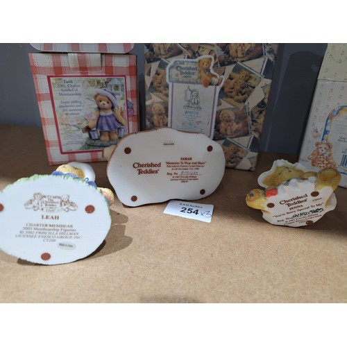254 - Boxed As New Cherished Teddies x3 With Certificates