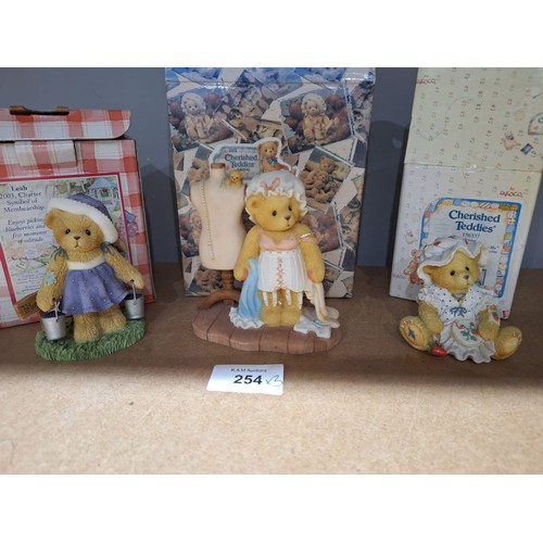 254 - Boxed As New Cherished Teddies x3 With Certificates