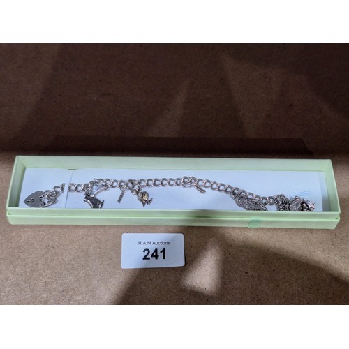 241 - Boxed 925 Silver Charm Bracelet With Charms