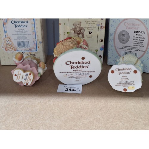 244 - Boxed As New Cherished Teddies x3 With Certificates