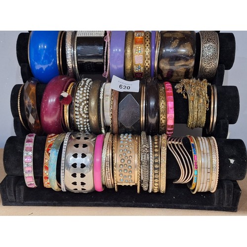 620 - Three Rolls of Fashion and Vintage Bangles and Bracelets (stand not included)