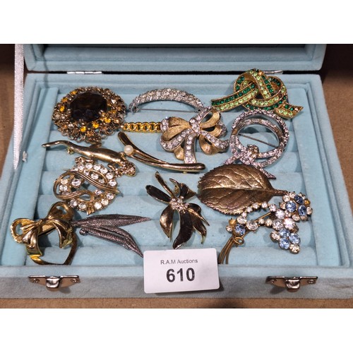 610 - Pad of 12 Fashion and Vintage Brooches (pad not included)