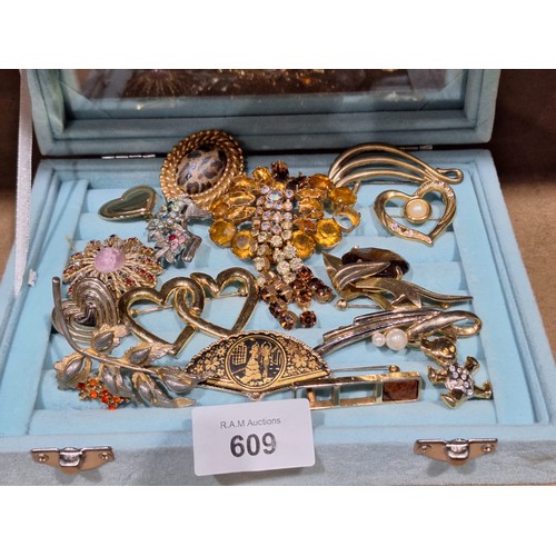 609 - Pad of 12 Fashion and Vintage Brooches Etc (pad not included)
