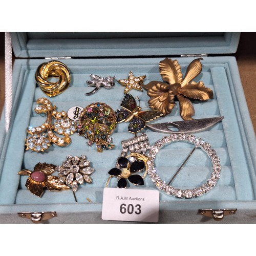 603 - Pad of 14 Fashion and Vintage Brooches and Buckles (pad not included)