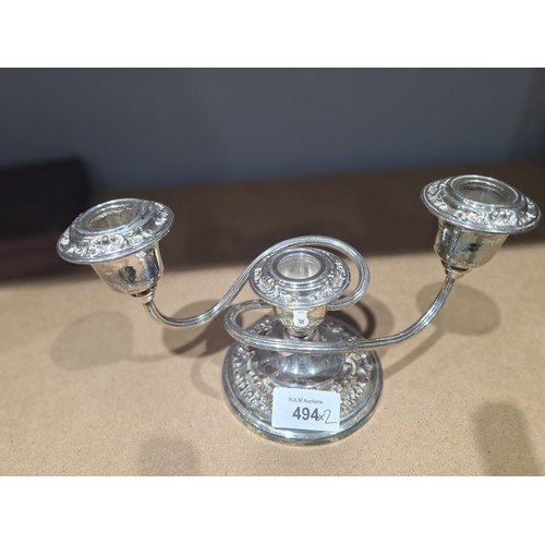 494 - Cased EPNS and Bone Knives and Forks and a 3 Branch Candelabra