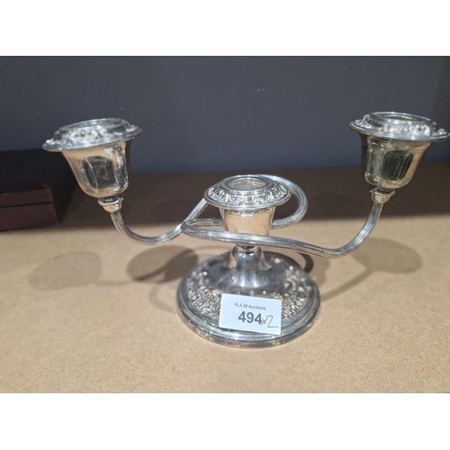 494 - Cased EPNS and Bone Knives and Forks and a 3 Branch Candelabra