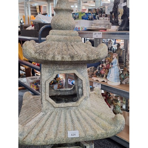 624 - 3ft+ Tibetian Temple Fountain With Pump and Lights In Working Order