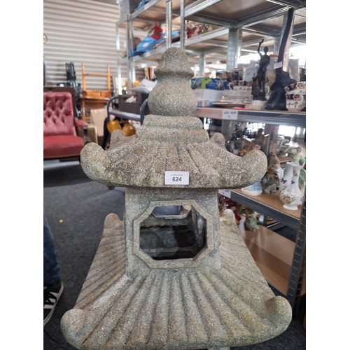 624 - 3ft+ Tibetian Temple Fountain With Pump and Lights In Working Order