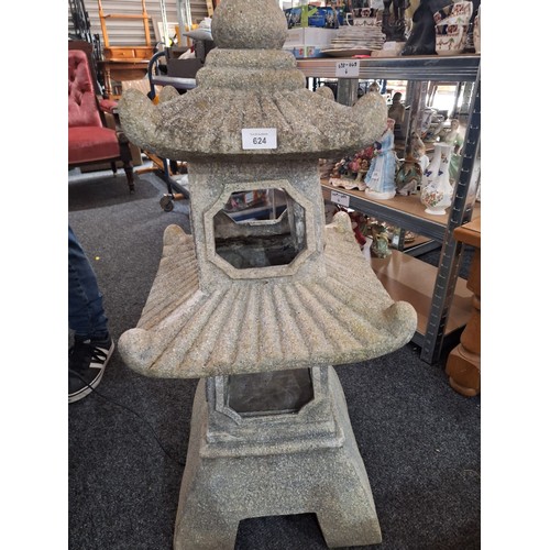 624 - 3ft+ Tibetian Temple Fountain With Pump and Lights In Working Order