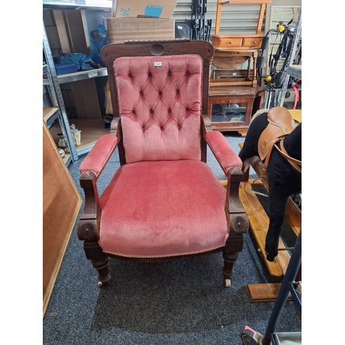 623 - Large Antique Victorian Chair On Castors