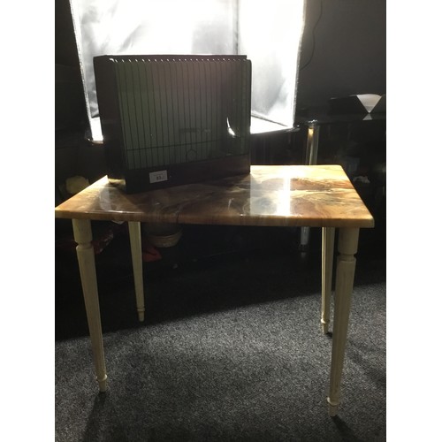 83 - Retro Faux Marble Side Table and a Bird Transport Cage
