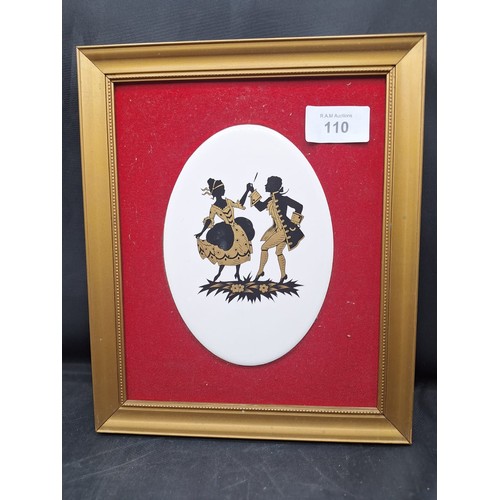 110 - Maw and Co Framed Regency Figure Tile In Black and Gold