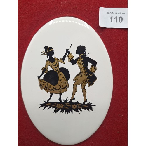 110 - Maw and Co Framed Regency Figure Tile In Black and Gold